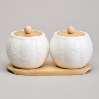 Набор сахарниц lefard &quot;native&quot; 2 шт. 10*10 см 300 мл на дерев. подставке (761-146)