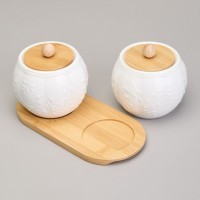 Набор сахарниц lefard &quot;native&quot; 2 шт. 10*10 см 300 мл на дерев. подставке (761-146)