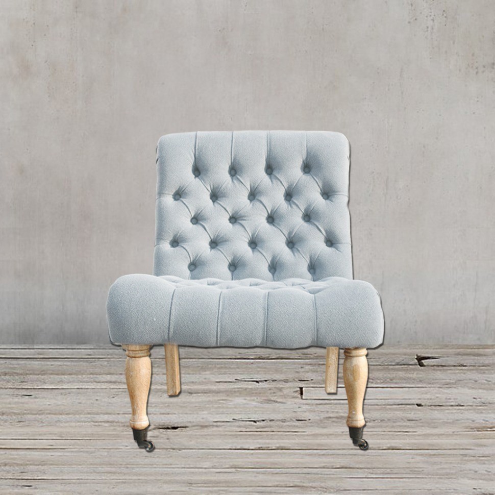 Пуф DC1170/TWE003T-10, каркас массив дуба, обивка лен, фурнитура бронза, grey, ROOMERS FURNITURE