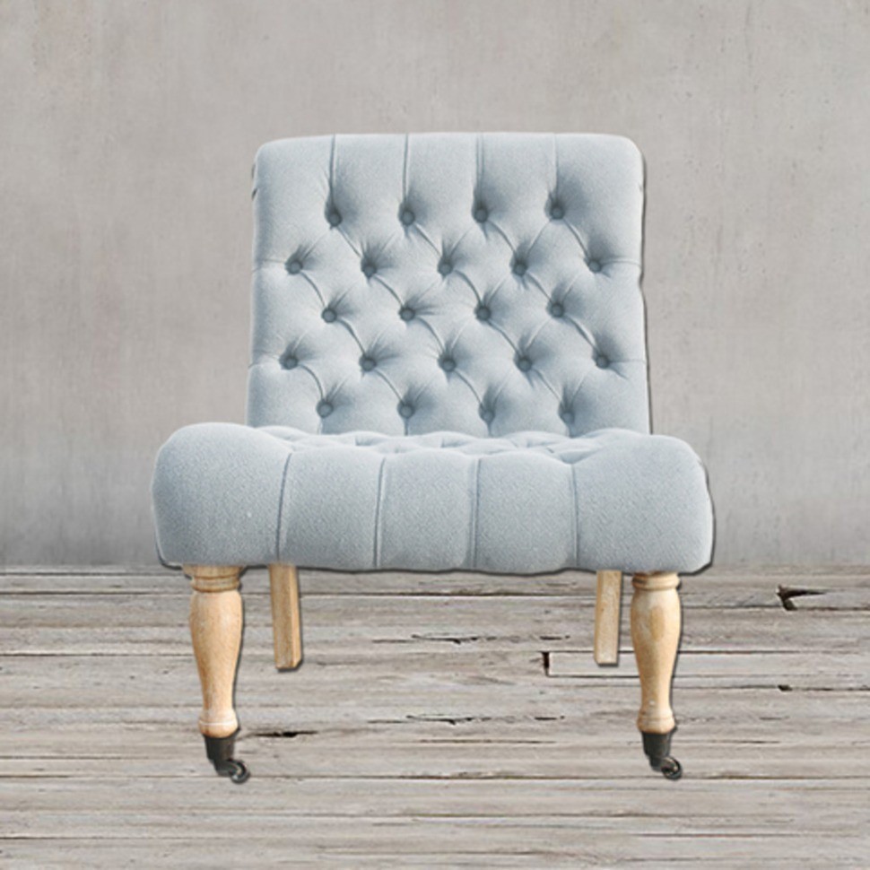 Пуф DC1170/TWE003T-10, каркас массив дуба, обивка лен, фурнитура бронза, grey, ROOMERS FURNITURE