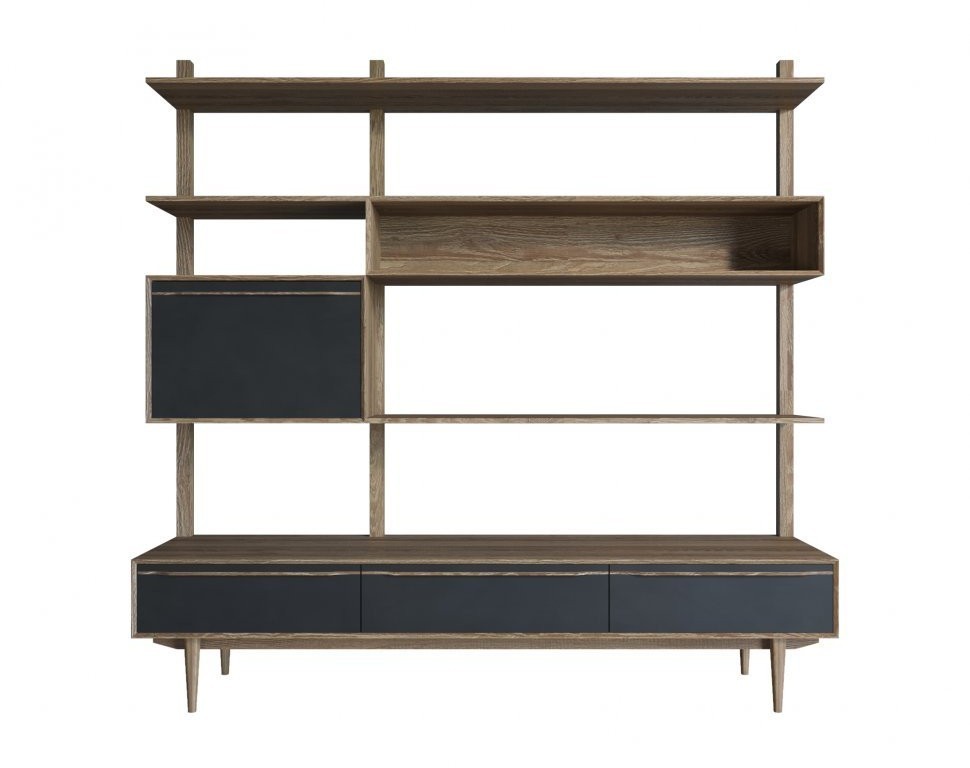 Стеллаж Bruni Black с ящиками арт BR-20Black-ET