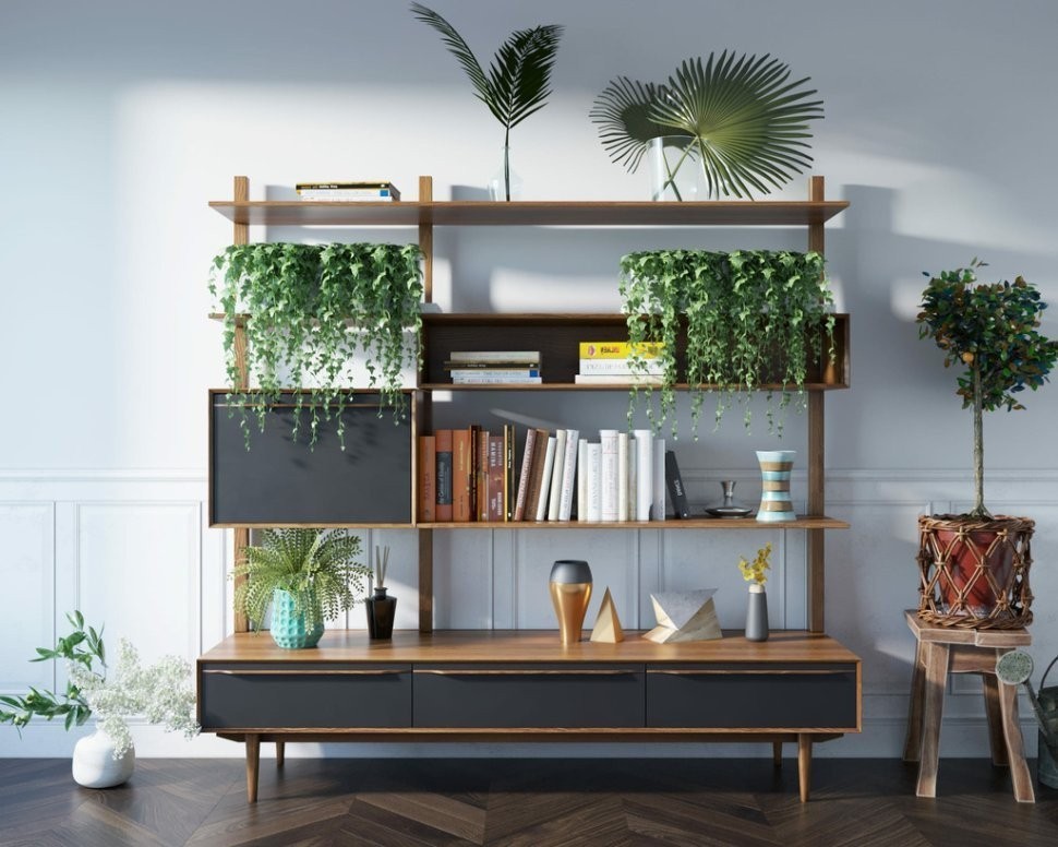 Стеллаж Bruni Black с ящиками арт BR-20Black-ET