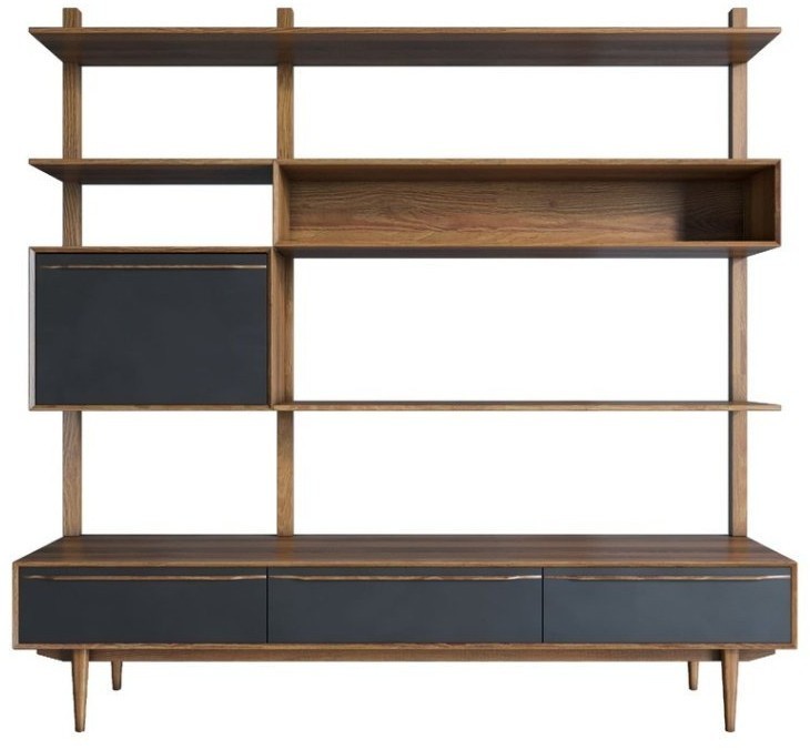 Стеллаж Bruni Black с ящиками арт BR-20Black-ET