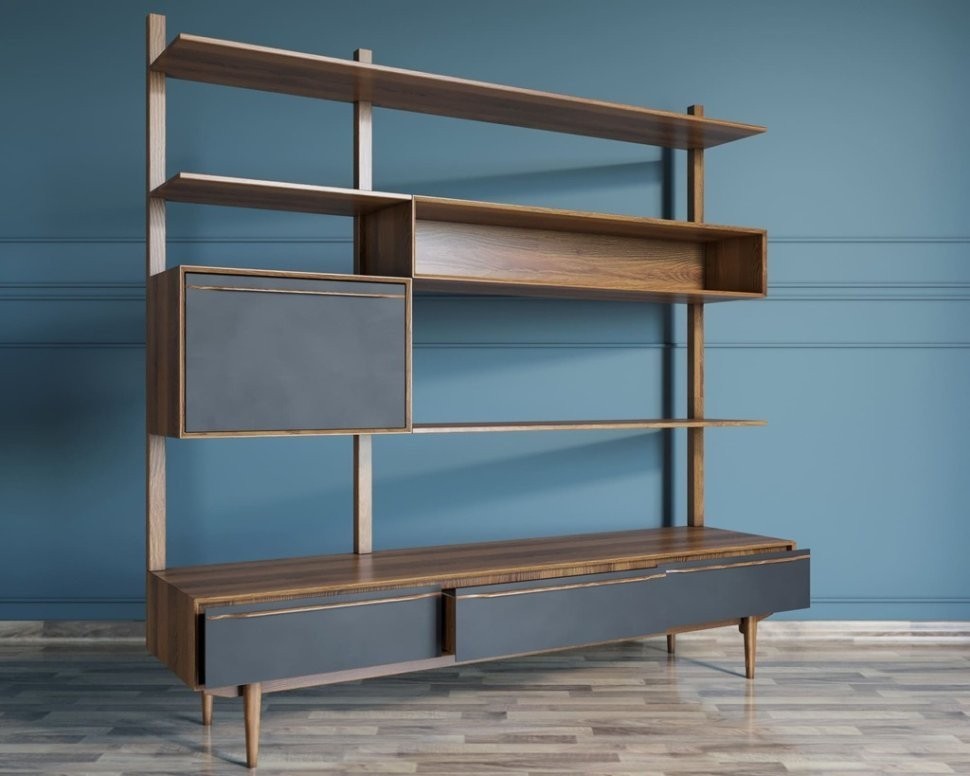 Стеллаж Bruni Black с ящиками арт BR-20Black-ET