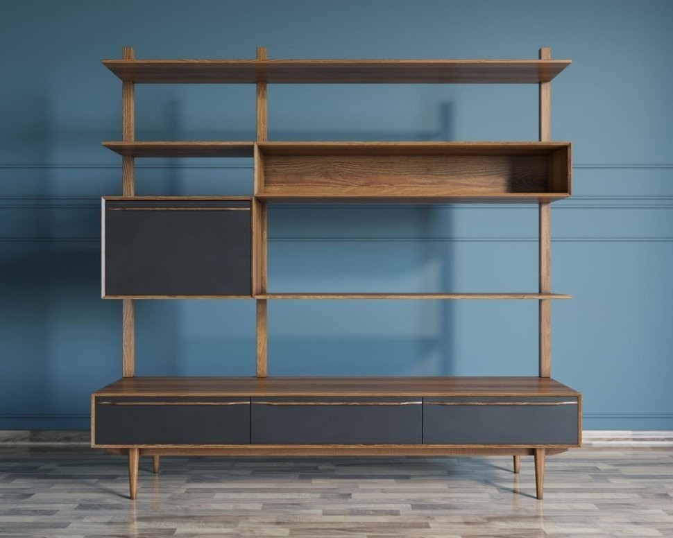 Стеллаж Bruni Black с ящиками арт BR-20Black-ET