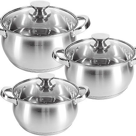 Набор кастрюль 3 шт из нержавеющей стали с крышками MAYER BOCH (30992)