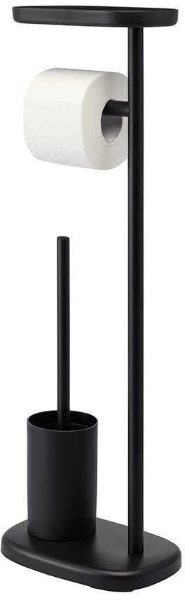 Держатель для туалетной бумаги с полочкой и ершиком slim, черный (78863)