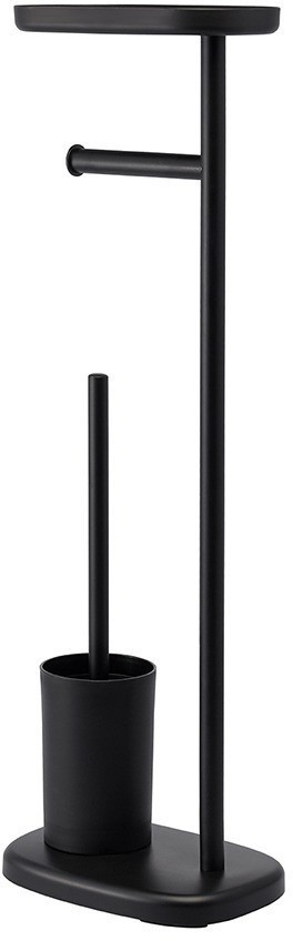 Держатель для туалетной бумаги с полочкой и ершиком slim, черный (78863)