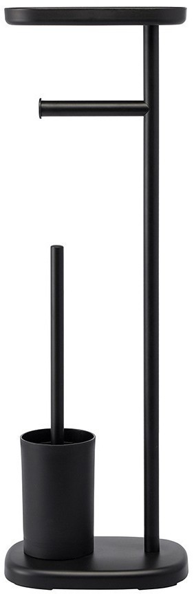 Держатель для туалетной бумаги с полочкой и ершиком slim, черный (78863)