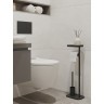 Держатель для туалетной бумаги с полочкой и ершиком slim, черный (78863)