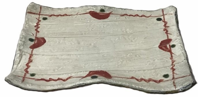 Тарелка 25-Y1-6, ручная работа/каменная керамика, White, red, ROOMERS TABLEWARE