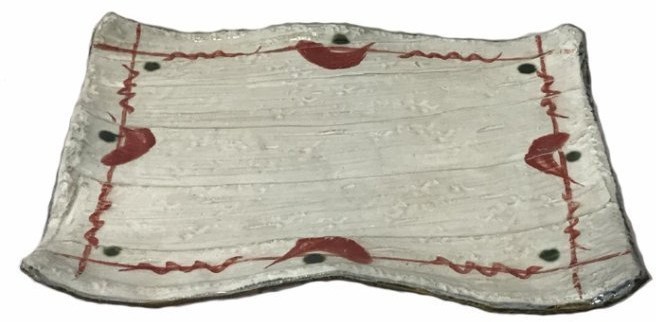 Тарелка 25-Y1-6, ручная работа/каменная керамика, White, red, ROOMERS TABLEWARE