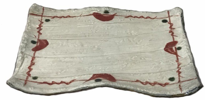 Тарелка 25-Y1-6, ручная работа/каменная керамика, White, red, ROOMERS TABLEWARE