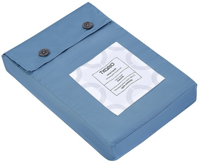 Простыня из премиального сатина джинсово-синего цвета из коллекции essential, 240х270 см (79835)