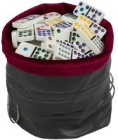 Домино с цветными точками в сером мешочке из кожзама (12 точек) (31913)