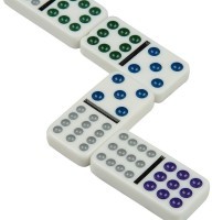 Домино с цветными точками в сером мешочке из кожзама (12 точек) (31913)