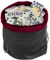 Домино с цветными точками в сером мешочке из кожзама (12 точек) (31913)