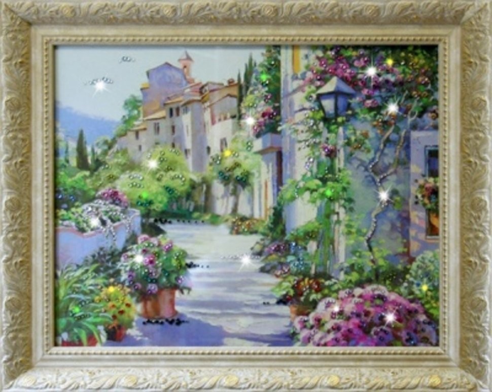 Картина Цветущий город с кристаллами Swarovski (1310)