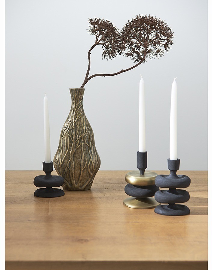 Подсвечник stone, 17 см, черный/античная латунь (76295)