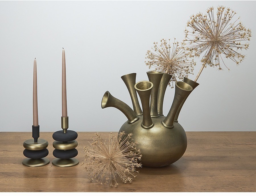 Подсвечник stone, 17 см, черный/античная латунь (76295)