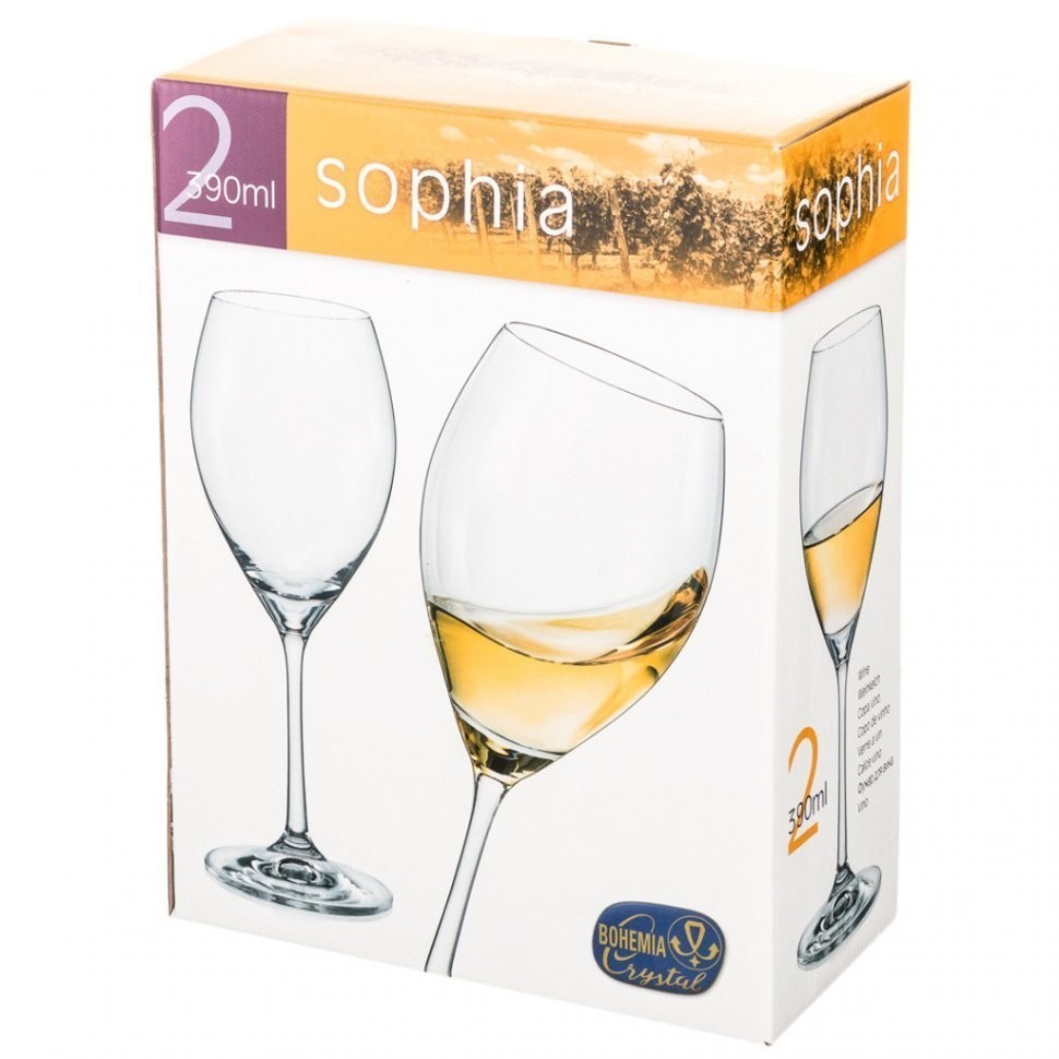 Набор бокалов для вина "sophia" из 2 шт. 390 мл высота=23 см Crystalex (674-699)