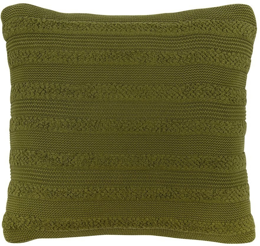 Подушка из хлопка с буклированной вязкой оливкового цвета из коллекции essential, 45х45 см (74549)