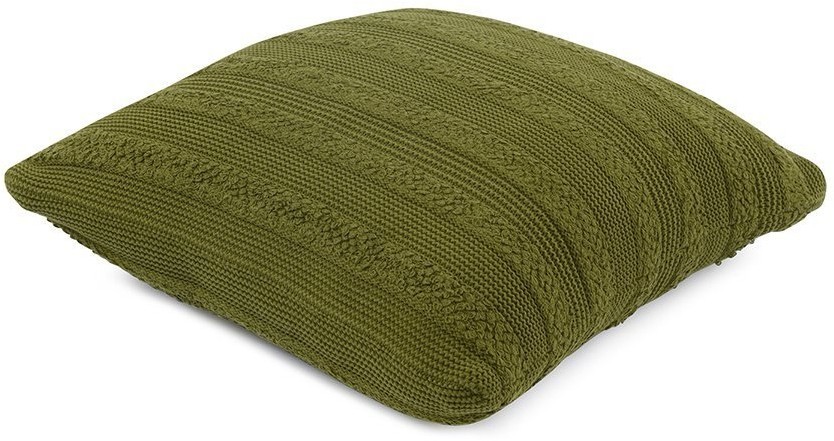 Подушка из хлопка с буклированной вязкой оливкового цвета из коллекции essential, 45х45 см (74549)