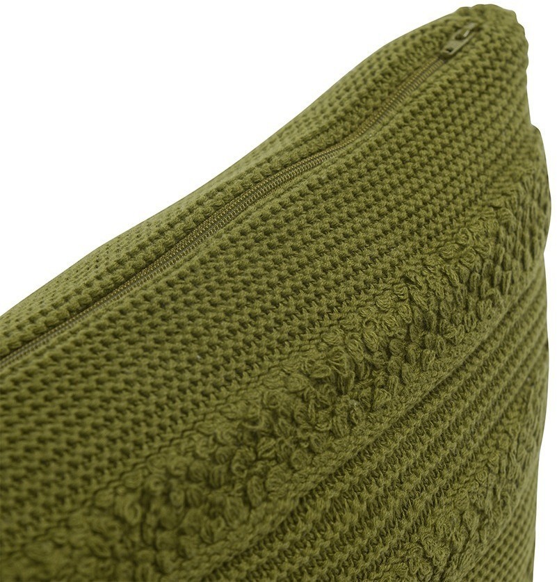 Подушка из хлопка с буклированной вязкой оливкового цвета из коллекции essential, 45х45 см (74549)