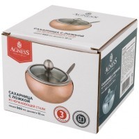 Сахарница agness с ложкой 560 мл диаметр=11 см высота=10 см (912-020)