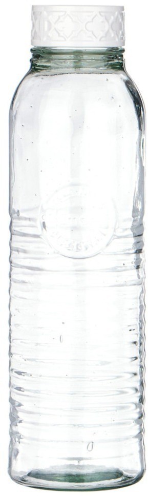 Бутылка круглая стеклянная 1.1л, крышка белая LIMON (166-138)