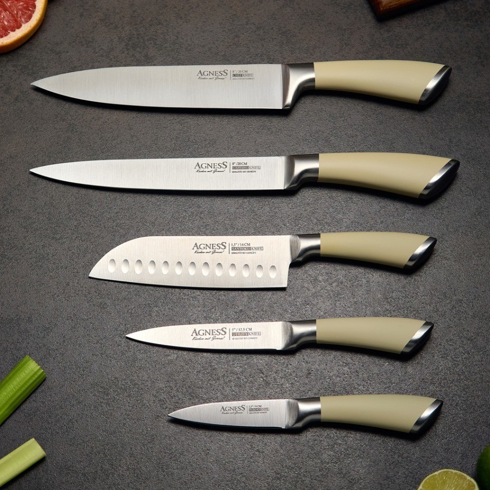 Набор ножей agness 6 пр.с магнитным держателем и ручкой из нерж.стали (911-041)