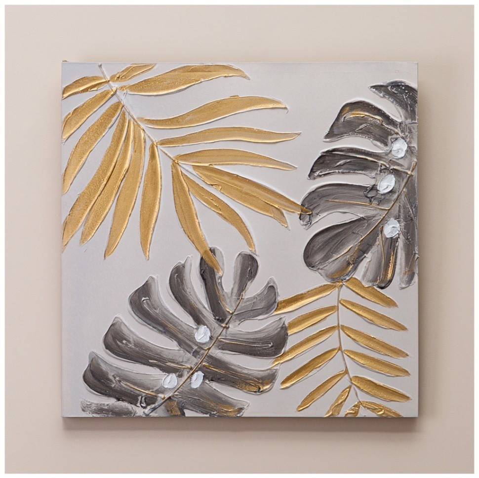 Картина "золотая монстера" 60х60х3 см Bronco (534-203-1)