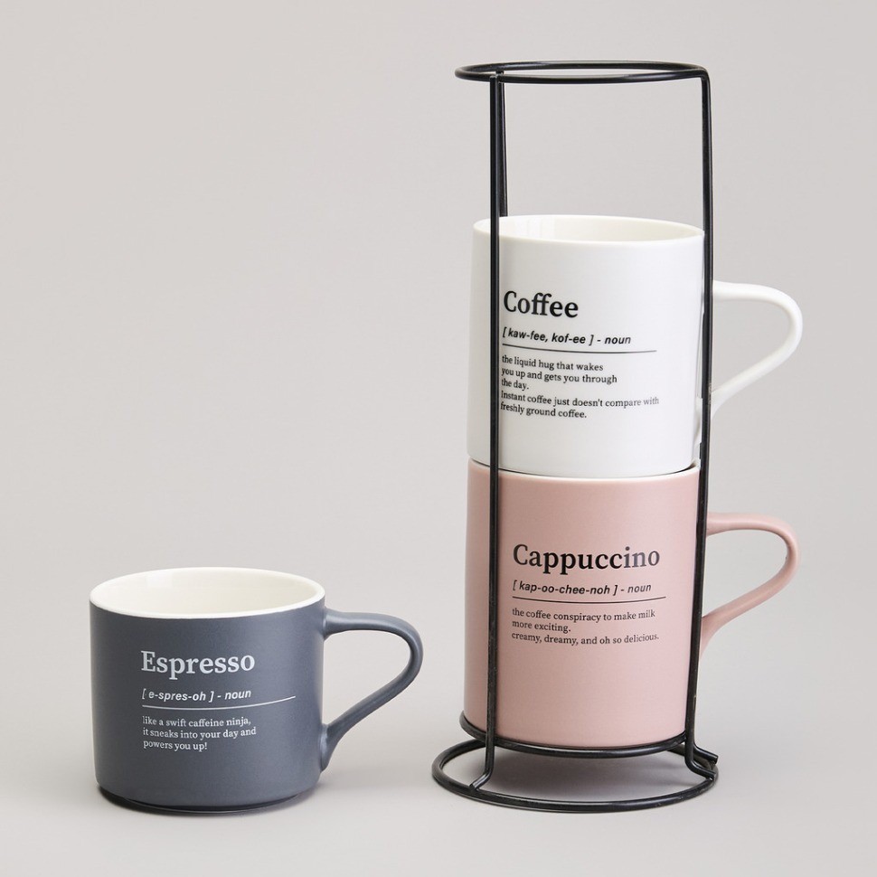 Набор кружек lefard 3шт на метал.подставке 250/320/400мл (756-471)