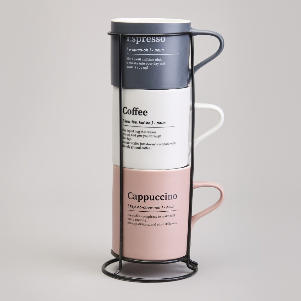 Набор кружек lefard 3шт на метал.подставке 250/320/400мл (756-471)