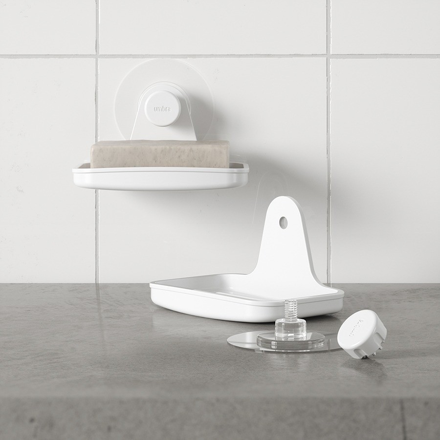 Мыльница для душа настенная flex adhesive, белая (77091)