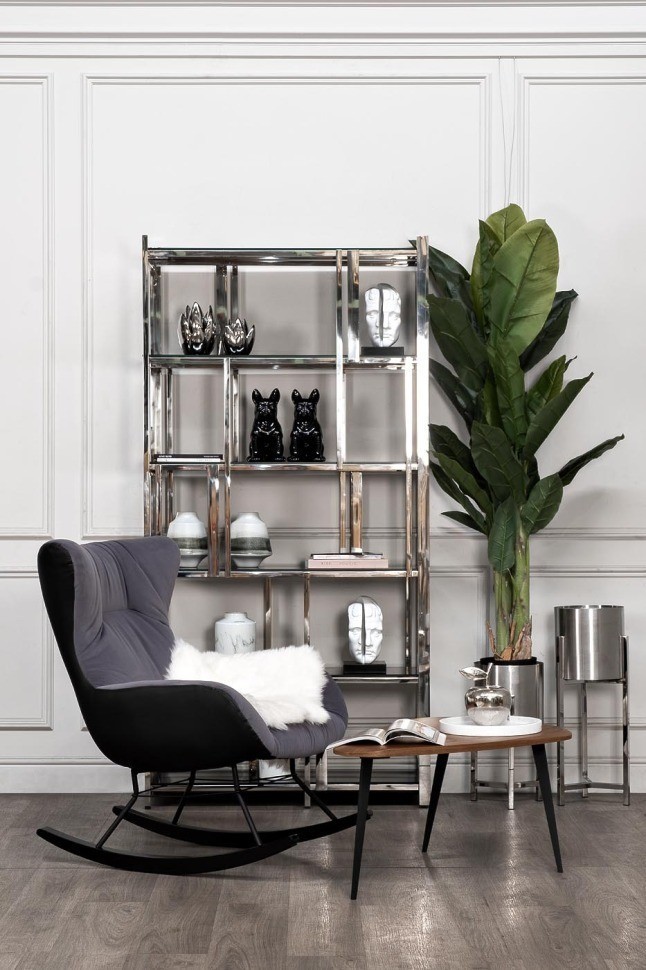 Стеллаж стекло черн./серебро 100*38*200см (TT-00001179)