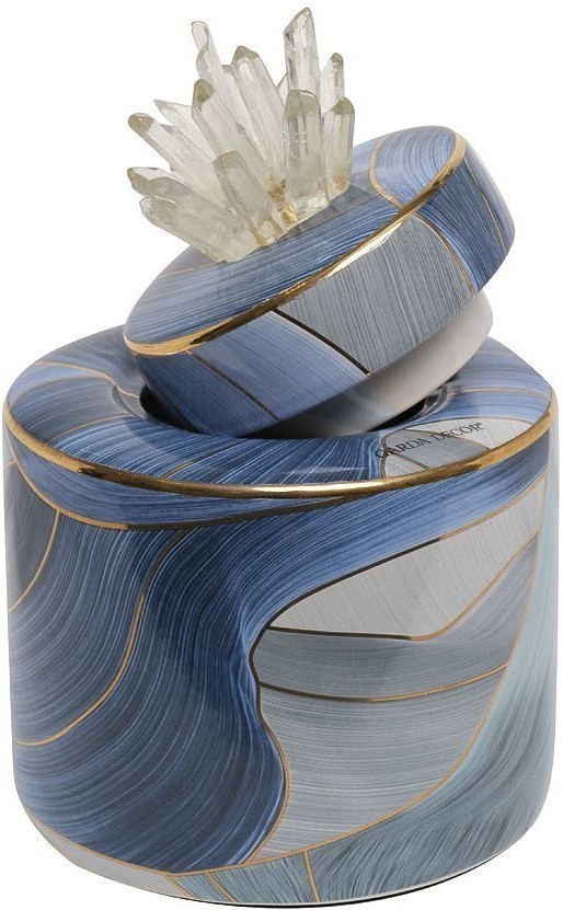 Ваза керамическая с крышкой голубая с золотом d16*24см (TT-00005898)