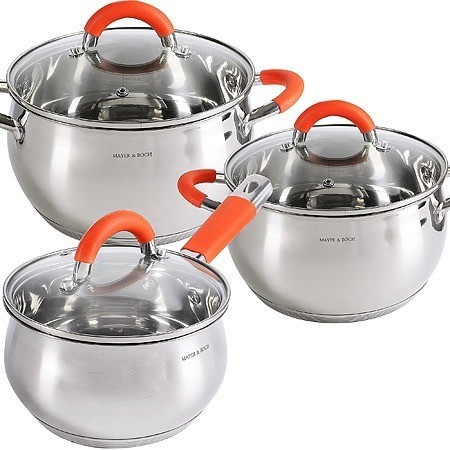 Набор кастрюль 3 шт из нержавеющей стали с крышками MAYER BOCH (30994)