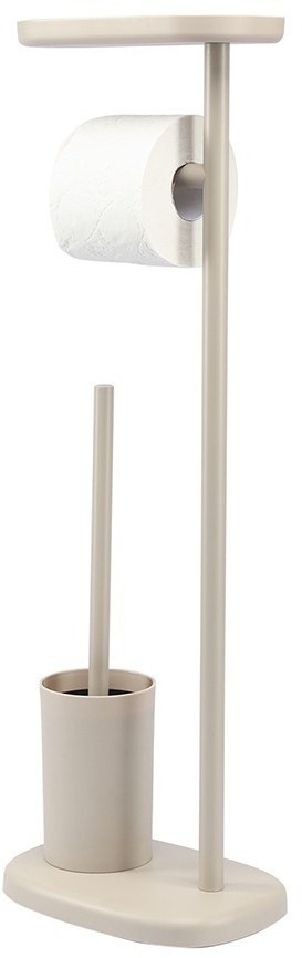 Держатель для туалетной бумаги с полочкой и ершиком slim, светло-серый (78862)