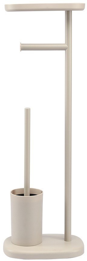 Держатель для туалетной бумаги с полочкой и ершиком slim, светло-серый (78862)