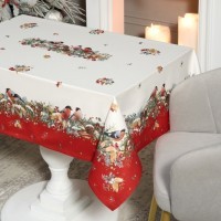 Скатерть &quot;морозко.снегири&quot; 140х180см, красный, 100% хлопок,твил пропитка Lefard (850-745-2)