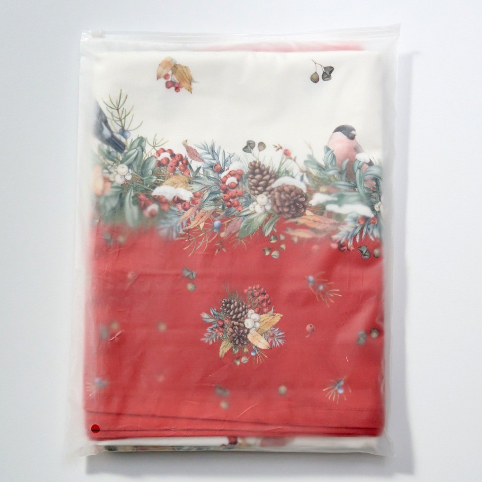 Скатерть "морозко.снегири" 140х180см, красный, 100% хлопок,твил пропитка Lefard (850-745-2)