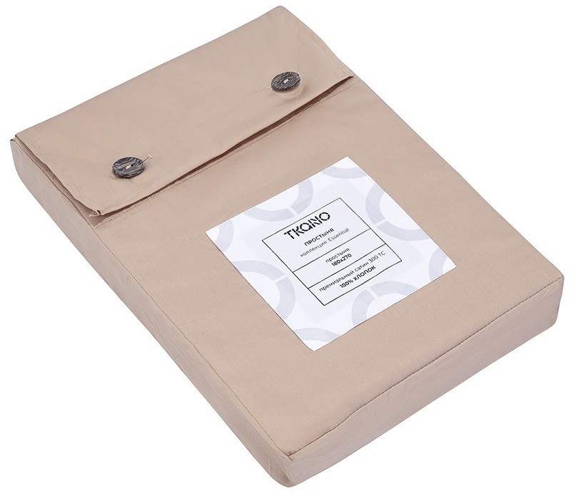 Простыня из премиального сатина бежевого цвета из коллекции essential, 180х270 см (79832)