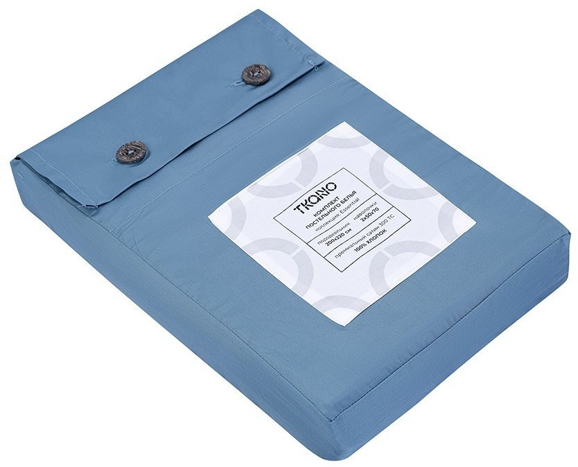 Комплект постельного белья из премиального сатина джинсово-синего цвета из коллекции essential, 200х (79819)