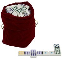 Домино с цветными точками в красном бархатном мешочке (9 точек) (31914)