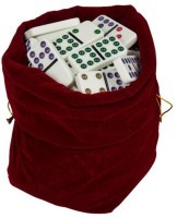 Домино с цветными точками в красном бархатном мешочке (9 точек) (31914)
