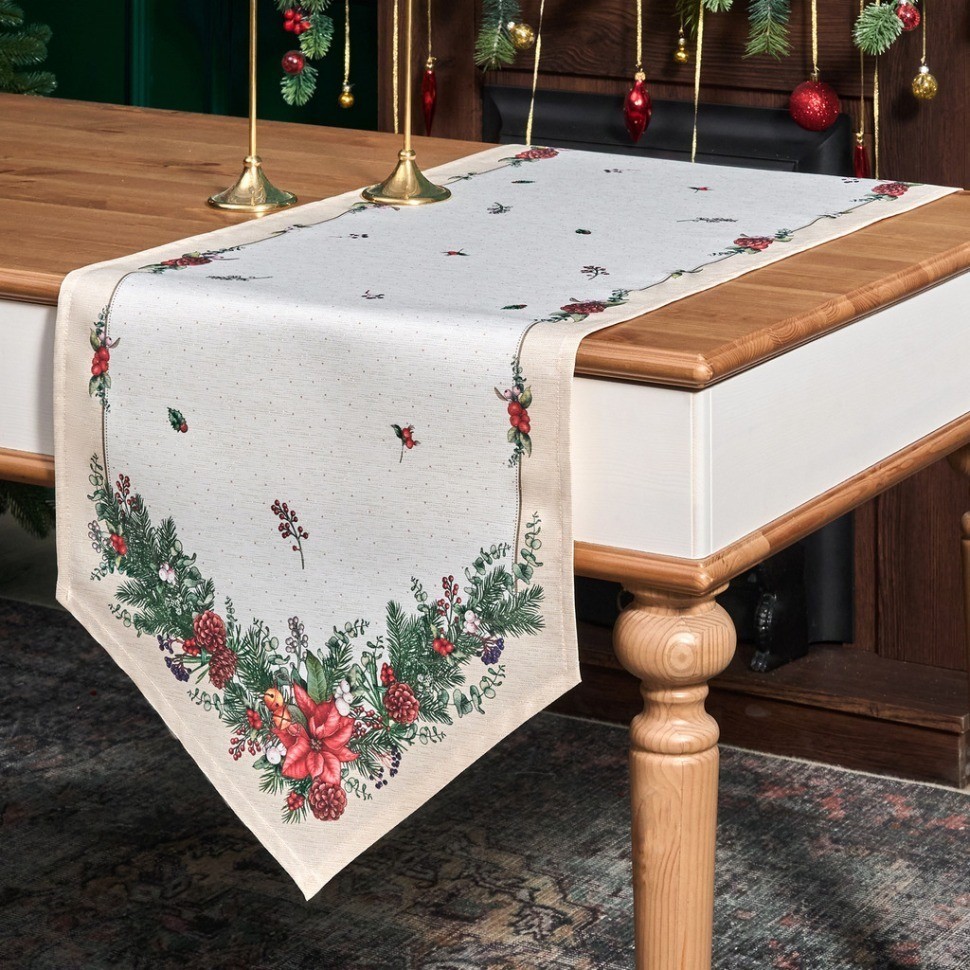 Дорожка на стол 45х300 cm  "celebration", цвет: бежевый, tm lefard, полиэстер 100% (986-001-32)