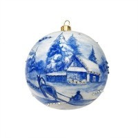 Новогодний шар Зимняя дорога с кристаллами Swarovski (2177)