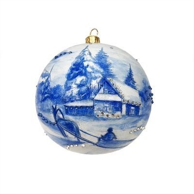 Новогодний шар Зимняя дорога с кристаллами Swarovski (2177)