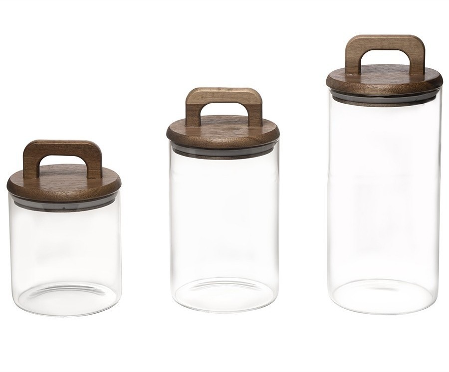 Банка для хранения стеклянная с крышкой из акации hanle, 1,1 л (75863)